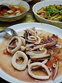 イカとトマトのさっと炒め、黒須酢豚
