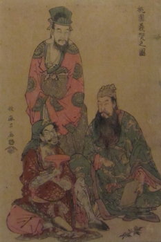 【原画肉筆】三国志『桃源結義』 肉筆浮世絵 桃園三傑図（部分）[20076000748]の写真・イラスト