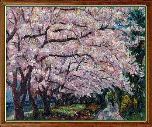柏尾川と宿河原の桜並木を４点紹介（油絵） | 大分金太郎２の絵画 