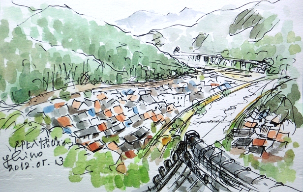 郡上八幡城(水彩画)