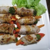 豚肉の野菜巻き ラー油のしっかり味
