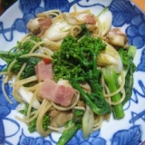 菜の花とにんにく醤油のパスタ