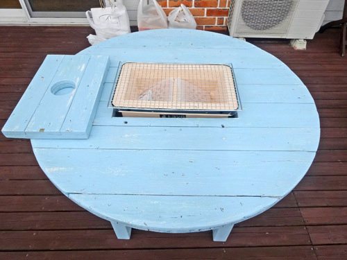 ケーブルドラムBBQテーブル(新品七輪付き)