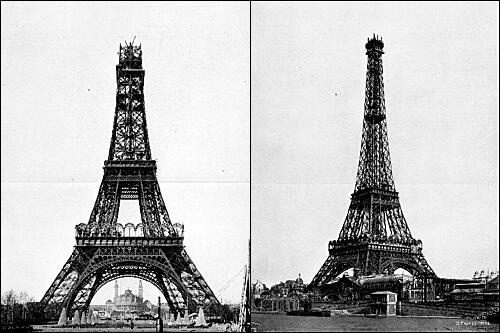 エッフェル塔の設計図と建設過程の写真 | 耳（ミミ）とチャッピ