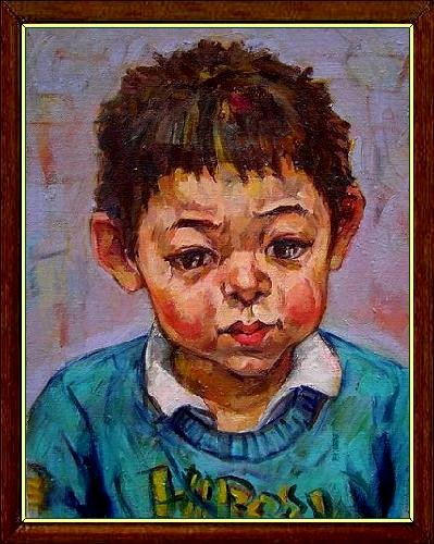 子供の顔の油絵、3点紹介 | 大分金太郎2の絵画コーナー - 楽天