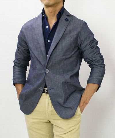 LARDINI ( ラルディーニ ) / コットン シャンブレー シャツジャケット | 大人のメンズファッション イタリア系ファッションがお気