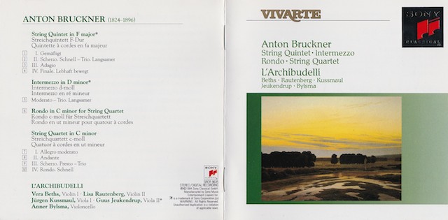 ブルックナー/弦楽五重奏曲､間奏曲､ロンド､四重奏曲 音楽三昧＋α 楽天ブログ