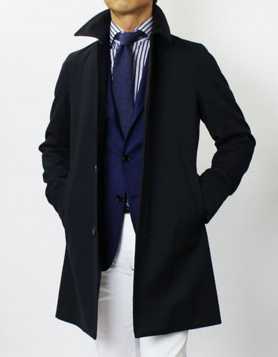 LARDINI ( ラルディーニ ) / ウールコットン ギャバジン ステンカラー コート | 大人のメンズファッション イタリア系
