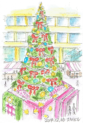 水彩色鉛筆で描く絵葉書 大きなクリスマスツリー はっはあーのブログ 楽天ブログ