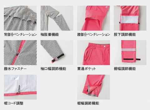 adidasレディース レインウェアセット チェック柄 チェック柄が可愛い！adidas アディダス ゴルフ レインウェア