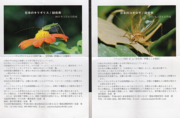 バッタ・コオロギ・キリギリス生態図鑑』付録CD2枚組 | おじなみの日記