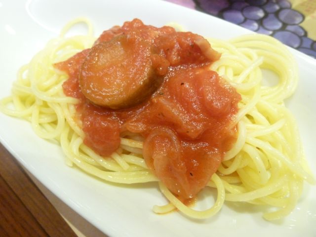 茄子とベーコンのトマトスパゲッティー.JPG