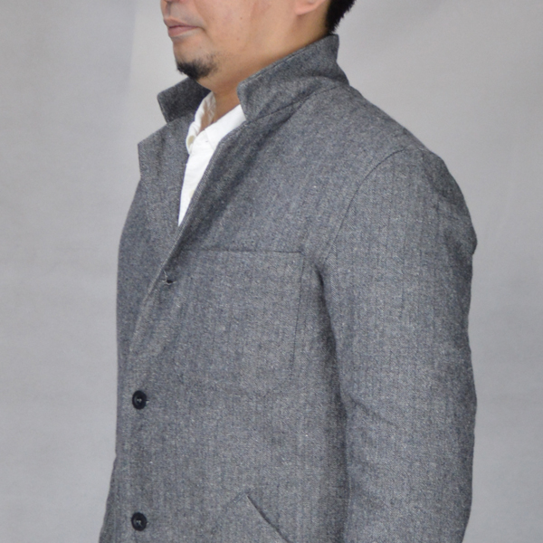 Yarmo[ヤーモ] ヘリンボーン ウールリネンワークコート Wool Linen Work Coat ( ファッション ) - B.E
