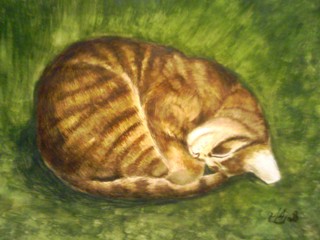 ねむり猫(水彩画)
