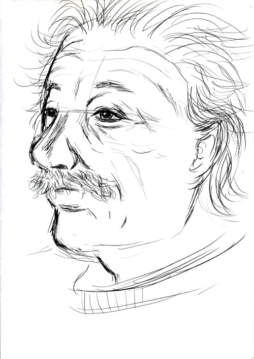これが 今年初の絵 アインシュタイン博士４度目 下描き 0 0 イラスト工房 Masunet イラスト日記 楽天ブログ