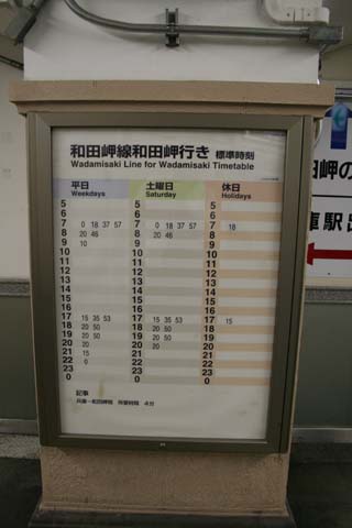 ＪＲ和田岬線・兵庫駅・時刻表（２００７年６月２日）