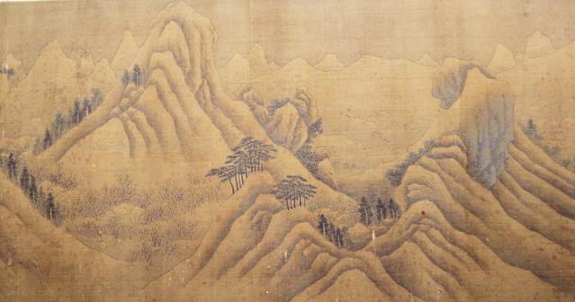 掛け軸 江山雪齊図 謝光力画