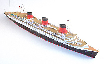 ノルマンディーの船 豪華客船 TSS ノルマンディー 100cmL 精密級木製完成品 : 模型