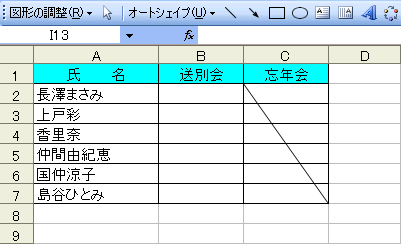 Excel セル内に斜線を引く方法 No 3 パソってますか 楽天ブログ