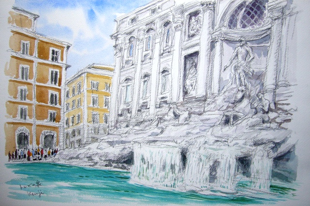 イタリア紀行 トレビの泉 水彩画とイラストを楽しんで 楽天ブログ