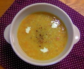 レンズ豆とパンチェッタのスープ