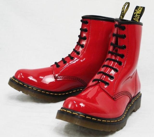 ◇ドクターマーチン DR MARTENS 1460W 8ホール エナメル レッド-