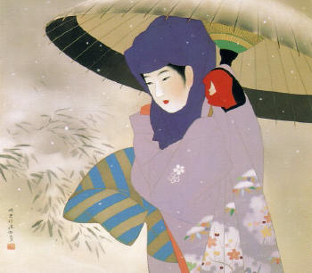伊東深水／鏑木清方門 歌川派浮世絵「女湯」美人画 絹本 絵画 扁額 伊東深水／鏑木清方門 歌川派浮世絵「女湯」美人画 絹本 絵画 扁額：