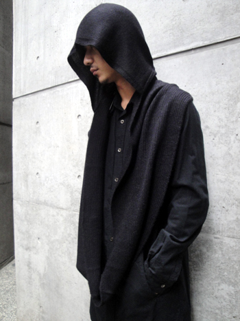 ANN DEMEULEMEESTER 変形 ロング フーデットジャケット