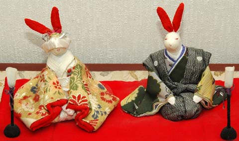 古布手作り ちりめん人形 ウサギの結婚式 | ちりめんの小物たち - 楽天 
