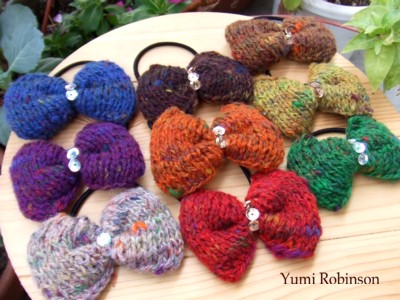 ヤフオク新作 ニットのリボン ヘアゴム出品しました 編み小物作家 Yumi Robinsonのハンドメイド生活 楽天ブログ