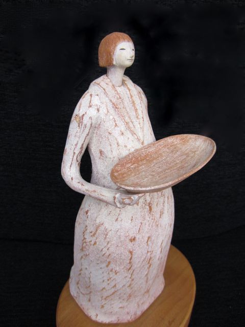 超歓迎好評10202/○井崎正治 木工作家 『風をさがしに』 2010年 木彫置物 人物 オブジェ 木製 東洋彫刻 その他