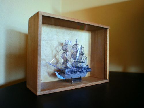 100円ショップ　ダイソー　ウッドBOX　木箱　メタリックナノパズル　ブラックパール号