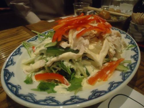 稲毛屋12(鶏サラダ).JPG