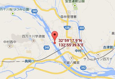 赤鉄橋たもと(四万十川河川敷) 地図