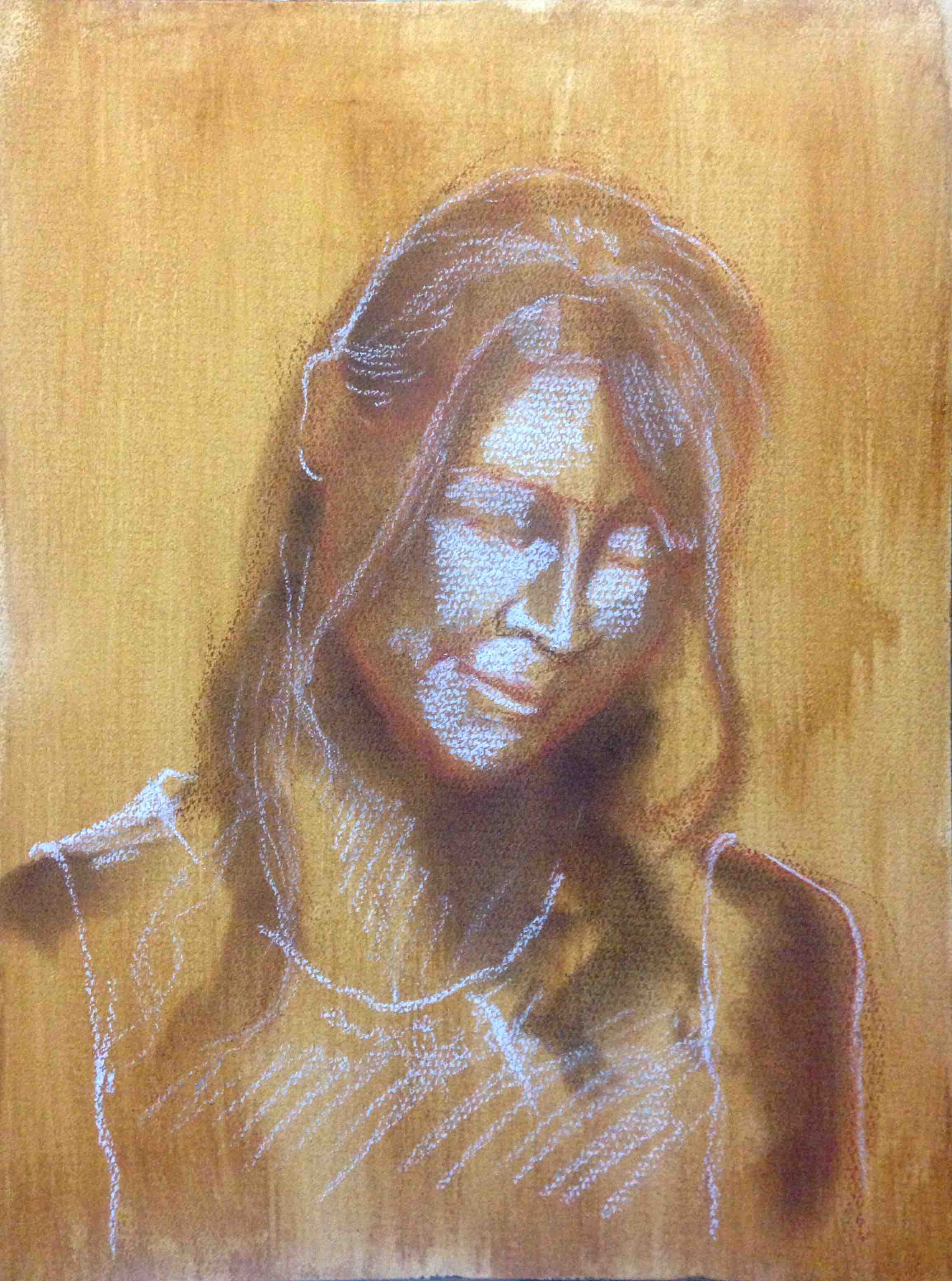 人物クロッキー 023」20分で人物を描く 水彩紙にパステル | パステル画