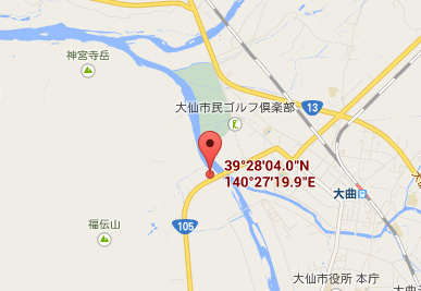 雄物川右岸河川敷(大曲橋下流) 地図