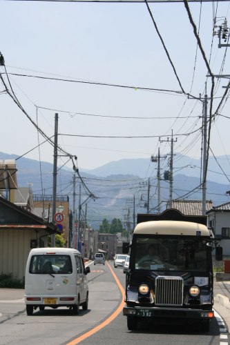 Chichibu Loop Line Bus against Mt. Buko