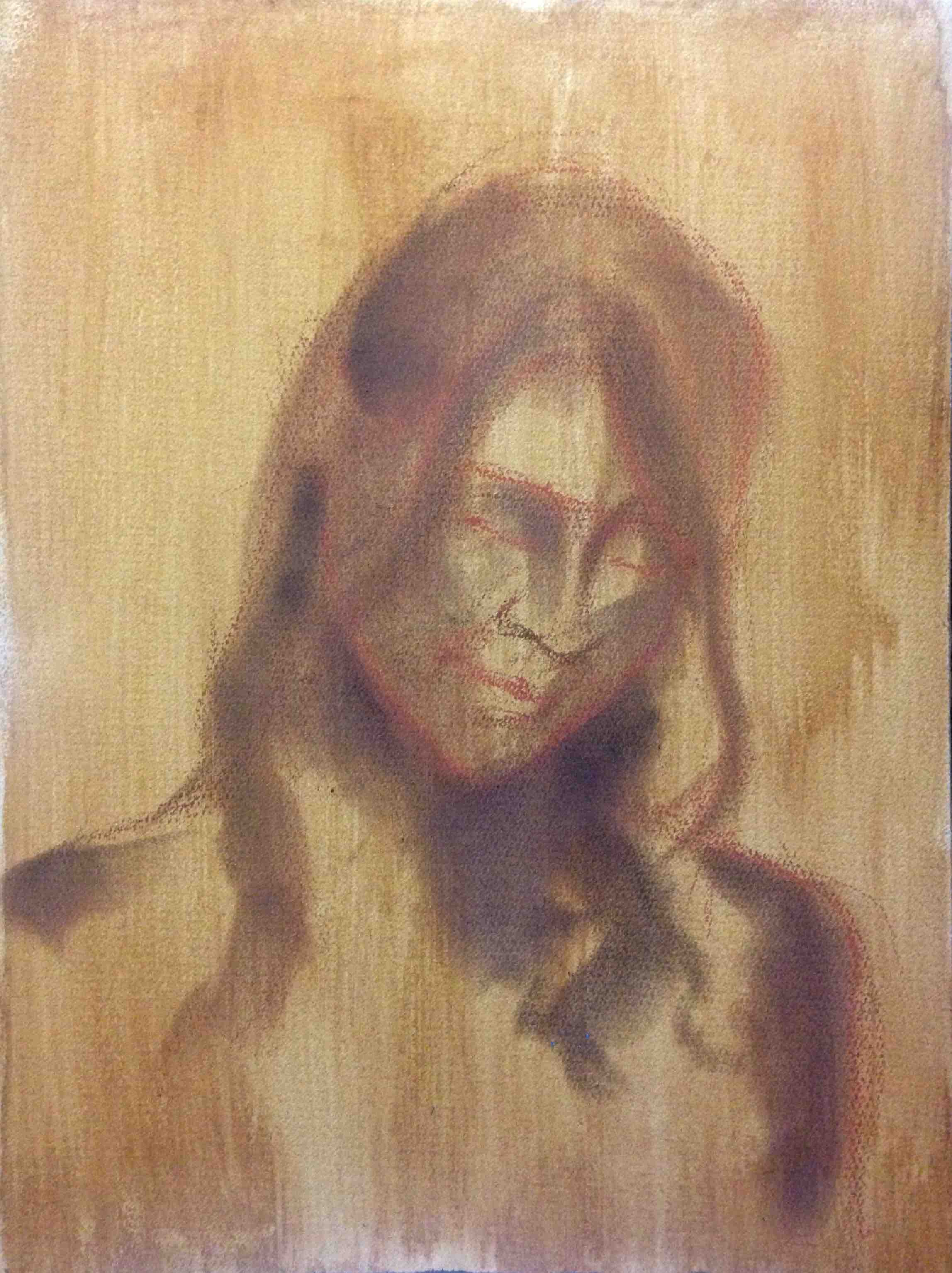 人物クロッキー 023」20分で人物を描く 水彩紙にパステル | パステル画