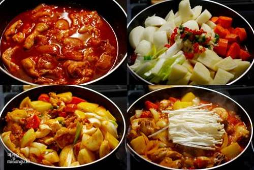 韓国料理 レシピ　タッチェソポックン（鶏肉の野菜炒め）
