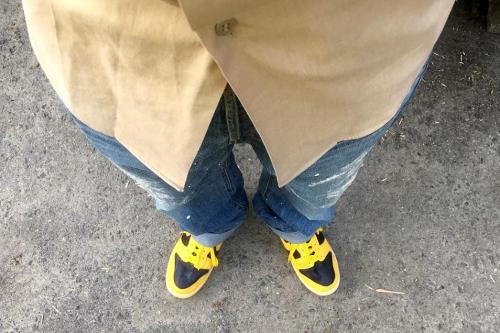 DUNK HI QK (VNTG) BLACK×VARSITY MAIZE 318544-071 & 備中倉敷工房 ETERNAL リメイクパンツ 54626 & アメリカ軍半袖シャツ.jpg