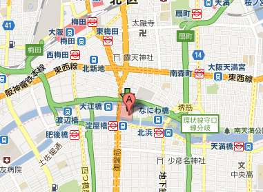 中之島周辺、みおつくしプロムナード、大阪市庁舎前、御堂筋（淀屋橋交差点～新橋交差点） 地図