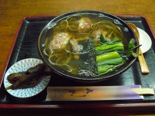 P1760694 (640x480)140710昼食　鴨南蛮蕎麦(小鮒の佃煮付).jpg