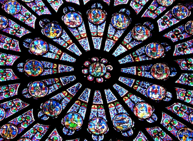 ノートルダム大聖堂 ステンドグラス 北のバラ窓 グラスマスターズ社 ローズ パリ ノートルダム大聖堂 ヴィンテージ ステンドグラス 北のバラ窓