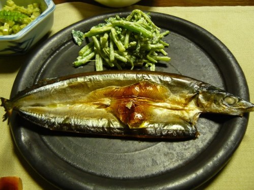 P1750302 (640x480)140508夕食　秋刀魚の開きと三つ葉のマヨネーズ和え.jpg