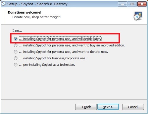 Spybot インストール1