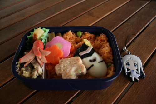 Boxed lunch and Menma-chan mascot strap
