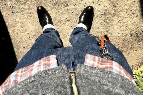 GRENSON 5017-203-7 チャッカブーツ & CANTON OVERALLS 500-1060 D.INDIGO & FOB FACTORY NEL WORK SHIRT F3191 & FULLCOUNT ﾌﾙｼﾞｯﾌﾟﾊﾟｰｶｰ.jpg