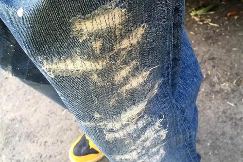 DUNK HI QK (VNTG) BLACK×VARSITY MAIZE 318544-071 & 備中倉敷工房 ETERNAL リメイクパンツ 54626 2.jpg