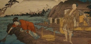 木版画】二十四孝見立て図 十一「姜詩」