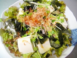 サニーレタスと豆腐 海苔のサラダ レシピ 作り方 By Mint74 楽天レシピ
